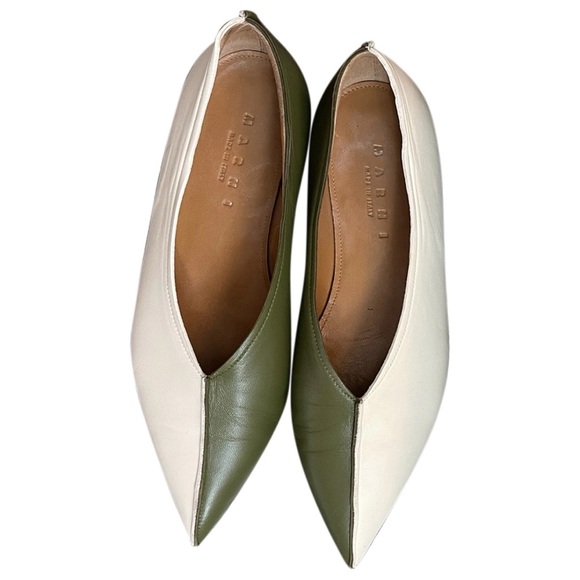 Marni Two-Tone Green and White Mink Ballet Flat - Picture 2 of 3